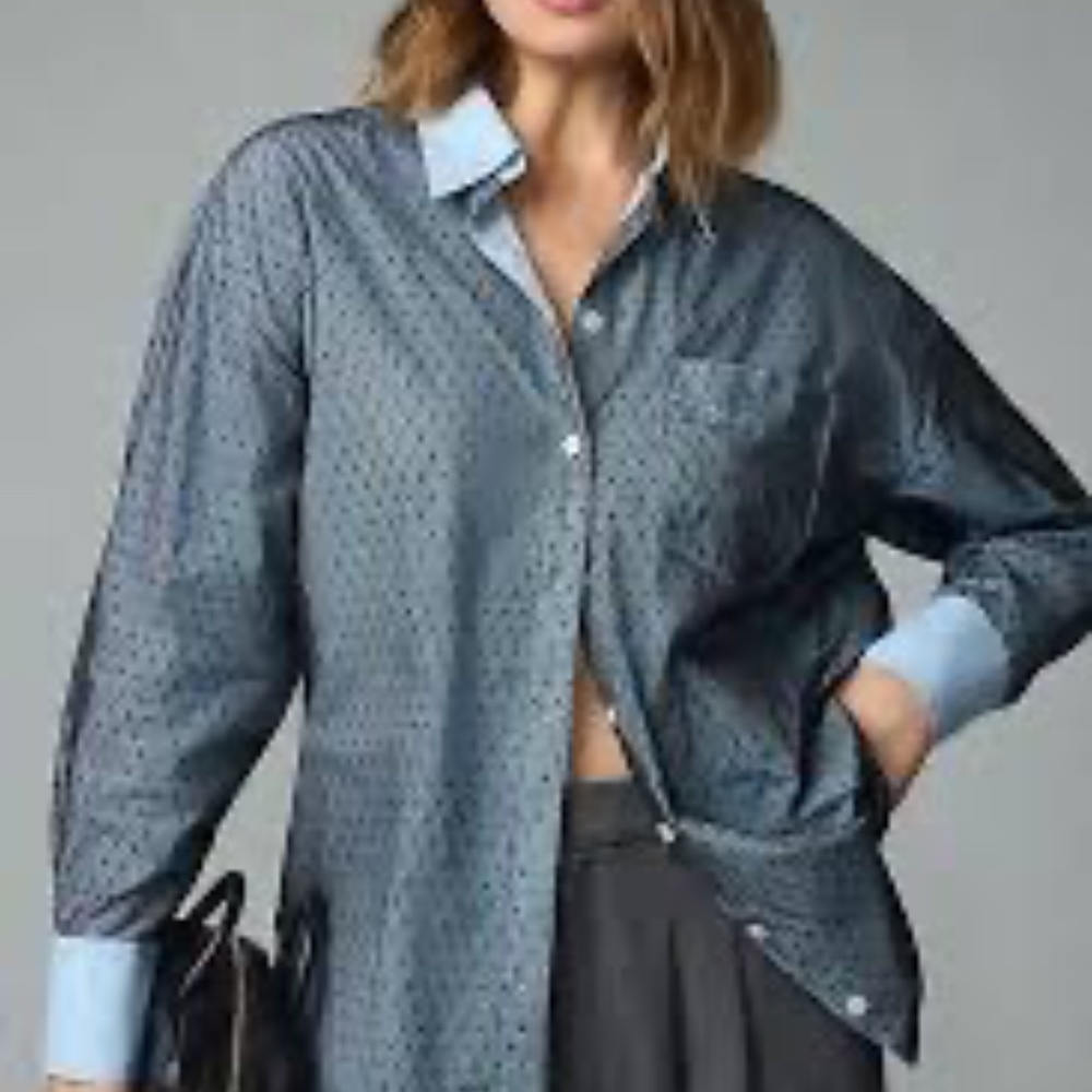 Maeve By Anthropologie The Bennett Blue/Black Tulle Overlay‎ Edition Sz S